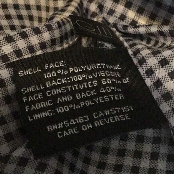 NWOT Black Rivit White Leather Look Jacket. Large. 100% Polyurethane, lined. - Picture 9 of 9